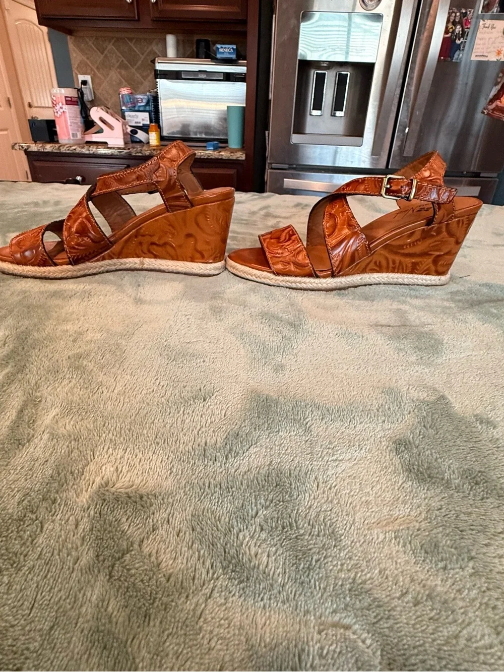 Patricia Nash Tooled Leather Wedge Espadrille Sandals Women’s US 7.5